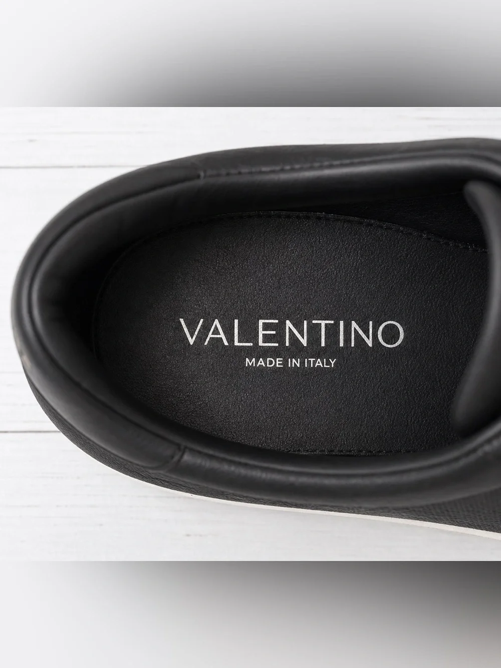 Valentino Cassandra Black Leather Low-Top Logo Lace Up Sneakers with White Sole